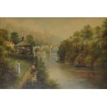 Milton Drinkwater (19th/20th century) - 'River Knidd Knaresborough', signed, also inscribed on the
