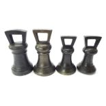 Four 19th century bronze bell weights, four pounds through to seven pounds (4)