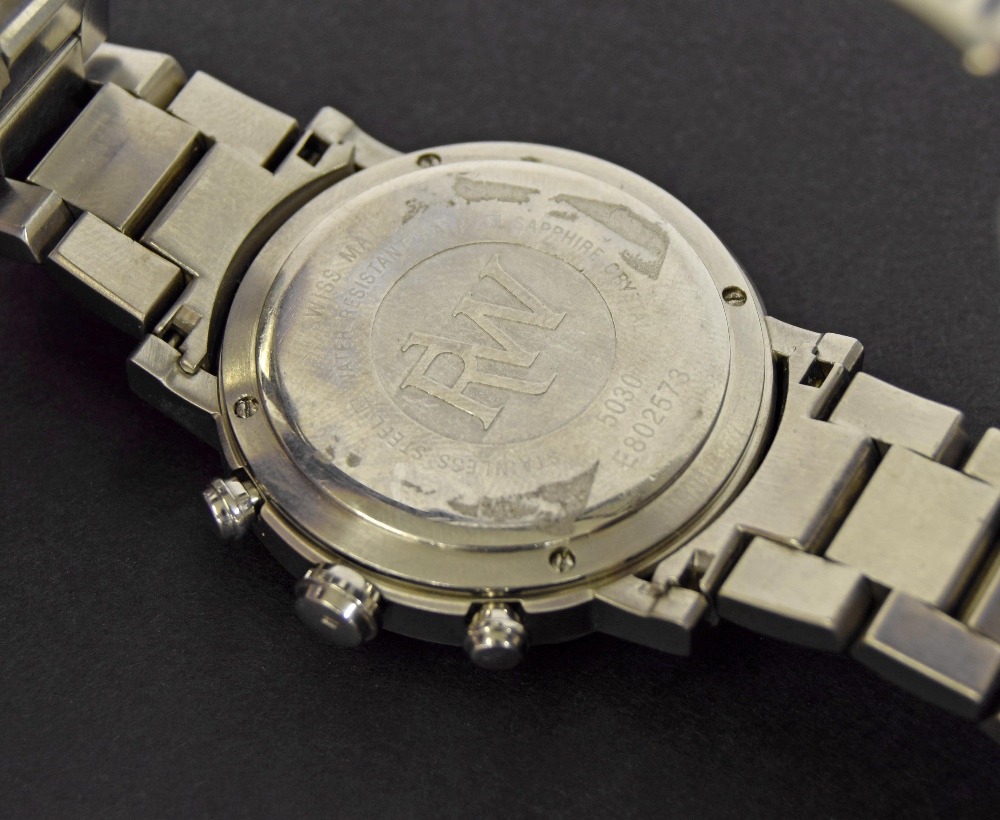 Raymond Weil chronograph stainless steel gentleman's bracelet watch, ref. 5030, no. E802573, black - Image 2 of 2