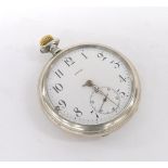 Omega chrome cased lever pocket watch, signed movement with compensated balance and regulator,