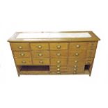 Vintage pine counter unit, the plain top inset with white marble surface (at fault) over an