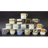 New Hall - small collection of coffee cans/cups in pattern nos. 546, 558, 570, 651, 810, 581, 984,