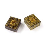 Tunbridge Ware - two stamp boxes, depicting the head of the young Queen Victoria (2)