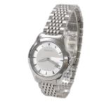 Gucci G Timeless stainless steel lady's bracelet watch, ref. 126.5, silvered dial with date aperture