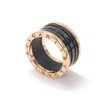 Bulgari B.Zero 18k rose gold and ceramic band ring, no. A45FYL, signed, 12mm, 10.3gm, ring size O