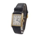 Must de Cartier Vermeil Tank silver-gilt lady's wristwatch, ref. 59005, no. 54701, silvered dial