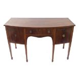 Georgian style bowfront mahogany sideboard, the crossbanded top over central drawer and shaped