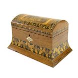 Tunbridge Ware - good rosewood stationery box, the dome top decorated with 'A View of Muckross