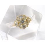 Fancy Art Deco style 18ct yellow gold diamond dress ring, round brilliant-cuts, estimated 1.30ct,