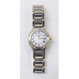 Michel Herbelin bi-colour lady's bracelet watch, ref. 7027.B, white dial with Roman numerals,