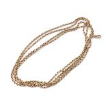 9ct guard chain with a swivel clasp, 20.5gm, 54" long