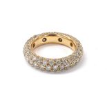 18ct yellow gold pavé set diamond full eternity ring, 5mm, 6.9gm, ring size O (132787-3-A)