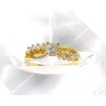 14ct diamond ring with split diamond shoulders, round brilliant-cuts, ring size L (132138-3-A)
