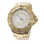 Dolce & Gabbana gold plated and stainless steel gentleman's bracelet watch, silvered dial with