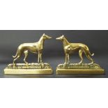 Pair of Victorian brass doorstops modelled as greyhounds, titled 'Col. Norths Fullerton' and '