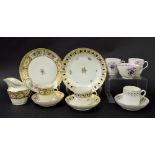 New Hall - part coffee set comprising coffee cup, saucer, milk jug and sandwich plate in pattern no.