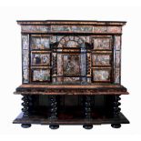 Magnificent and rare mid 17th century Italian Neapolitan ebony cabinet of breakfront form,
