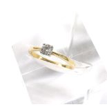 18ct yellow gold diamond solitaire ring, 0.25ct, 2.6gm, ring size R (ex 2035)