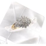 9ct diamond cluster ring, 0.50ct approx, 2.6gm, ring size I- (ex 2030)