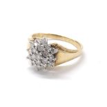 9ct diamond cluster ring, 0.50ct approx, ring size P (ex 2004)