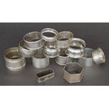 Collection of assorted silver napkin rings of various dates and designs, 8.6oz approx (13)