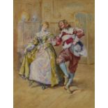 Henry Gillard Glindoni (1852-1913) - 'The Minuet', a cavalier and a lady dancing in an interior,