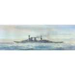 Frank Watson Wood (1862-1953) - 'H.M.S Renown, full speed over the open Atlantic', signed and
