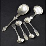 George III silver caddy spoon, London 1820, maker Francis Powell, inscribed 'S P to Mam', 3" long;