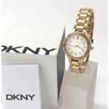 DKNY Chambers gold plated and stainless steel lady's bracelet watch, ref. NY-2221, no. 251407, white