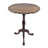 Georgian style mahogany tilt-top tripod table, the circular top with a piecrust border over a