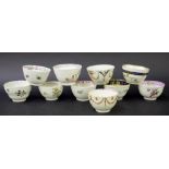 New Hall - ten tea bowls in pattern nos. U5, U76, U20, U33, 427, U64, U58, 172, 208 and 324 (10)