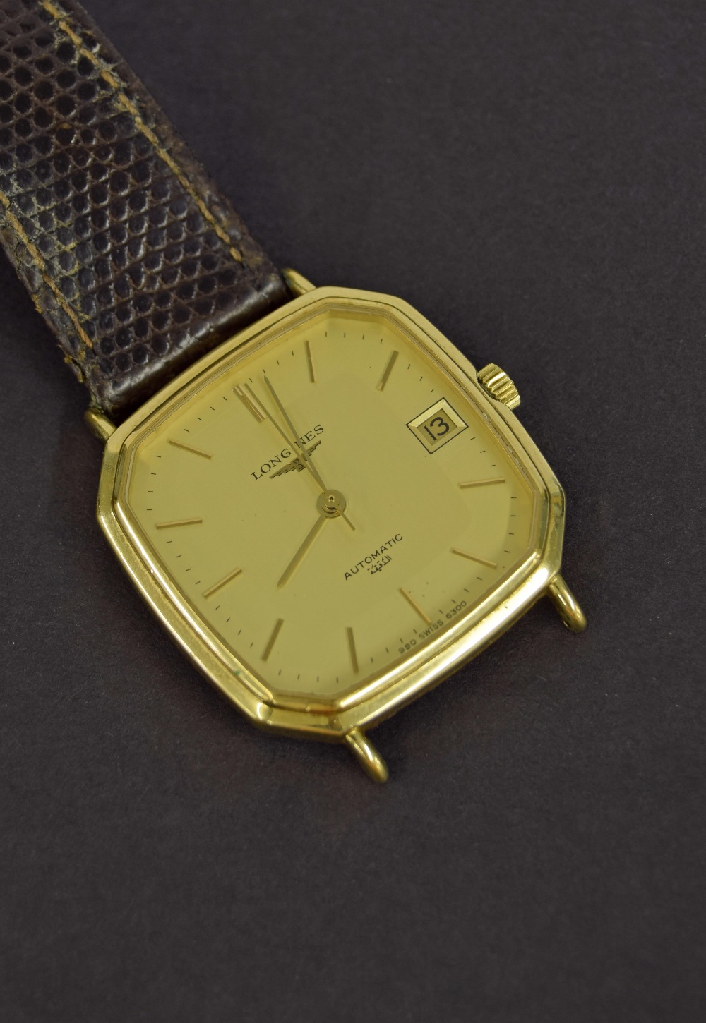 Longines octagonal cased automatic gold plated and stainless steel gentleman's wristwatch, ref. 6300