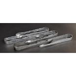 Five pairs of Georgian silver sugar tongs with bright-cut decoration, various hallmarks, 4.9oz