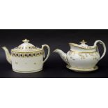 New Hall - teapot on stand, 6.25" high in pattern no. 471; together with further teapot in pattern
