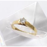 18ct yellow gold diamond solitaire ring, round brilliant-cut in a six claw setting, 0.25ct approx,