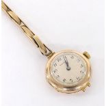 Rolex 9ct lady's bracelet watch, import hallmarks London 1922, signed silvered guilloche dial with