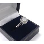 Good large 18ct white gold diamond solitaire ring, round brilliant-cut, estimated 4.20ct, clarity