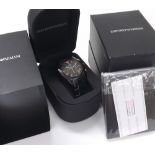 Emporio Armani Ceramica chronograph gentleman's bracelet watch, ref. AR-1410, no. 111204, black dial