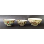 Chinese export porcelain bowl, the interior painted with a mother breast feeding her child, the