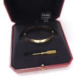 Cartier 17 18ct 'Love' bangle, signed and numbered BVH353, 32.3gm, 60mm wide, screwdriver and