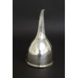 George III silver wine funnel of plain tapering form with three ribbed supports and engraved wild