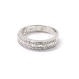 18ct white gold diamond band ring, round and baguette-cut diamond, 0.50ct approx, 5mm, 4.2gm, ring