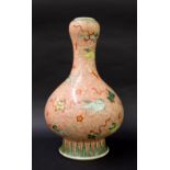 Chinese 19th century bulbous vase painted in the Kangxi style, with roaming horses and devices