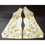 Georgian silkwork embroidered waistcoat front, 30" long x 14" wide (2)