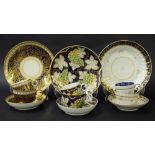 New Hall - three teacups and coffee cups with saucers and dessert plates in pattern nos. 243, 779