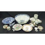 Collection of Chinese porcelain for restoration to include a large blue and white porcelain bowl