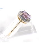 Amethyst and diamond 9ct ring, ring size N