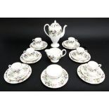 Wedgwood 'Hathaway Rose' coffee set for six, the coffee pot 9" high