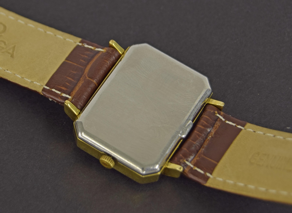 Omega De Ville rectangular gold plated and stainless steel gentleman's wristwatch, circa 1974, - Image 2 of 2