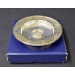 Mappin & Webb silver 'Armada' dish with a presentation inscription, London 1981, 5.75" diameter, 5.